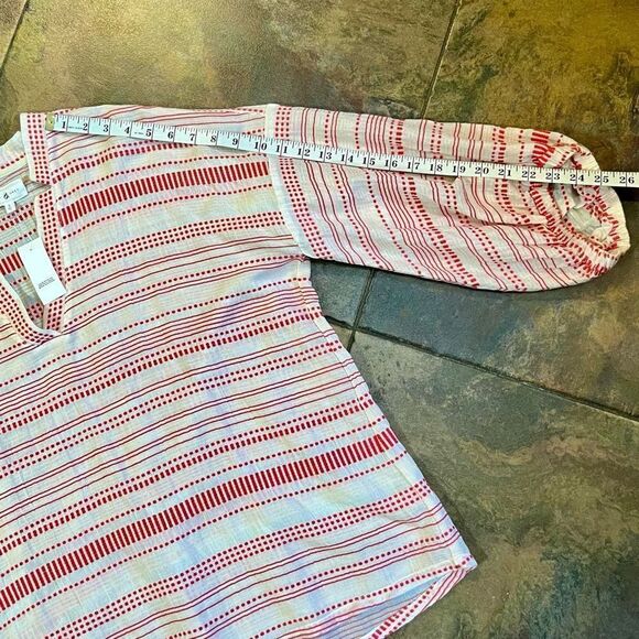 NWT Lou & Grey Red Vastra Dobby Stripe Pullover V-neck Tunic Small - Picture 5 of 10